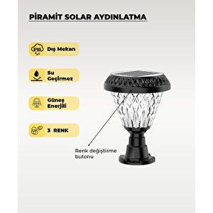 20w Solar Piramit Bahçe Aydınlatması - 3 Renk Işık
