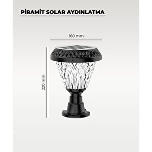 20w Solar Piramit Bahçe Aydınlatması - 3 Renk Işık
