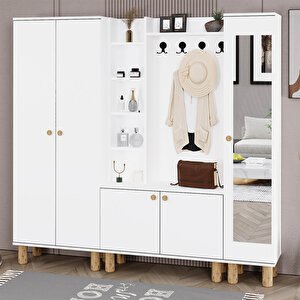 Evin-1-3-4 Bohem Ayaklı Aynalı Ayakkabılık Portmanto Vestiyer Evn01