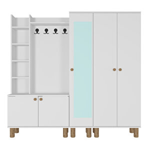 Evin-1-3-4 Bohem Ayaklı Aynalı Ayakkabılık Portmanto Vestiyer Evn01