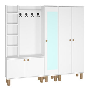 Evin-1-3-4 Bohem Ayaklı Aynalı Ayakkabılık Portmanto Vestiyer Evn01