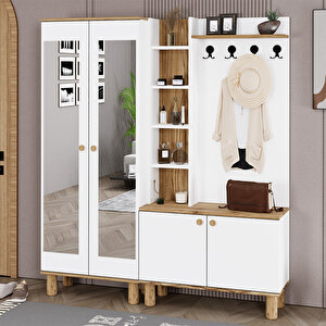 Evin-1-2 Bohem Ayaklı Aynalı Ayakkabılık Portmanto Vestiyer Evn02
