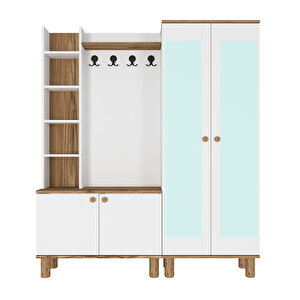 Evin-1-2 Bohem Ayaklı Aynalı Ayakkabılık Portmanto Vestiyer Evn02