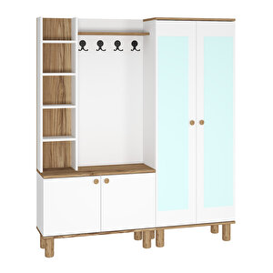 Evin-1-2 Bohem Ayaklı Aynalı Ayakkabılık Portmanto Vestiyer Evn02