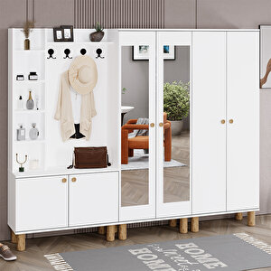 Evin-1-2-4 Bohem Ayaklı Aynalı Ayakkabılık Portmanto Vestiyer Evn01