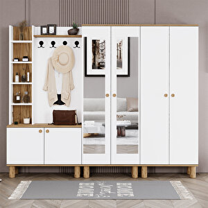 Evin-1-2-4 Bohem Ayaklı Aynalı Ayakkabılık Portmanto Vestiyer Evn02