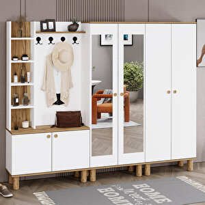 Evin-1-2-4 Bohem Ayaklı Aynalı Ayakkabılık Portmanto Vestiyer Evn02