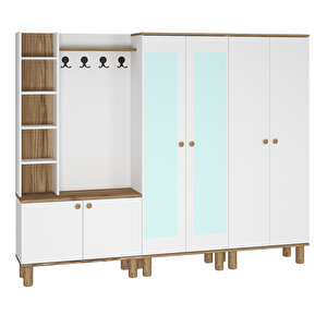 Evin-1-2-4 Bohem Ayaklı Aynalı Ayakkabılık Portmanto Vestiyer Evn02