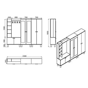 Evin-1-2-4 Bohem Ayaklı Aynalı Ayakkabılık Portmanto Vestiyer Evn02