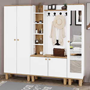 Evin-1-3-4 Bohem Ayaklı Aynalı Ayakkabılık Portmanto Vestiyer Evn02
