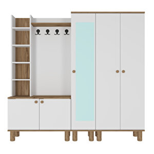 Evin-1-3-4 Bohem Ayaklı Aynalı Ayakkabılık Portmanto Vestiyer Evn02