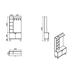 Evin-1 Bohem Ayaklı Ayakkabılık Portmanto Vestiyer Evn01