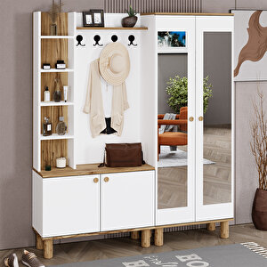 Evin-1-2 Bohem Ayaklı Aynalı Ayakkabılık Portmanto Vestiyer Evn01