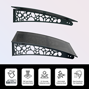Pratik Metal Sundurma 190x150 Çakıl Taşı Serisi Kapı Üstü Sundurma Koruma Gölgelik Siyah - Bronz