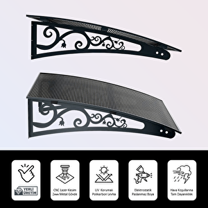 Pratik Metal Sundurma 130x150 Lale Serisi Kapı Üstü Sundurma Koruma Gölgelik Siyah - Bronz