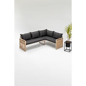 Mi̇na Köşe Takimi Si̇yah-kahve (balkon-bahçe-mutfak) Siyah