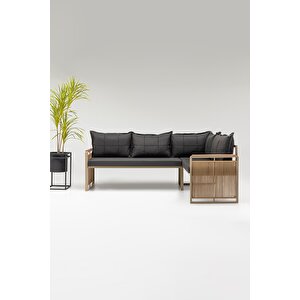 Mi̇na Köşe Takimi Si̇yah-kahve (balkon-bahçe-mutfak) Siyah