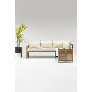 Mi̇na Köşe Takimi Bej-kahve (balkon-bahçe-mutfak) Bej