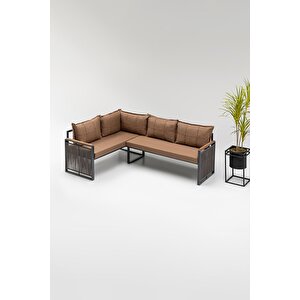 Motto (masa Ve Puflu) Köşe Takimi Kahve-antrasi̇t (balkon-bahçe-mutfak) Kahverengi