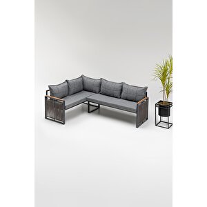 Motto (masa Ve Puflu) Köşe Takimi Gri̇-antrasi̇t (balkon-bahçe-mutfak) Gri