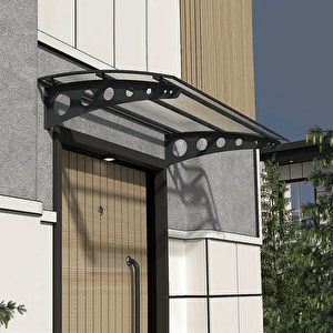 Pratik Metal Sundurma 170x150 Oval Serisi Kapı Üstü Sundurma Koruma Gölgelik Antrasit - Şeffaf 170x150 cm
