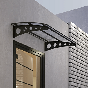 Pratik Metal Sundurma 170x150 Oval Serisi Kapı Üstü Sundurma Koruma Gölgelik Antrasit - Şeffaf 170x150 cm