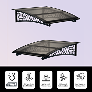 Pratik Metal Sundurma 190x150 Selçuklu Serisi Kapı Üstü Sundurma Koruma Gölgelik Antrasit - Bronz