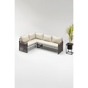 Maya Köşe Takimi Bej-antrasi̇t (balkon-bahçe-mutfak) Bej