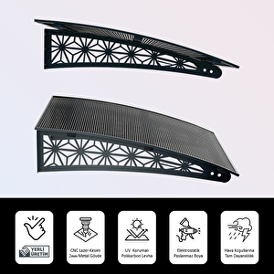 Pratik Metal Sundurma 270x150 Lotus Serisi Kapı Üstü Sundurma Koruma Gölgelik Antrasit - Bronz