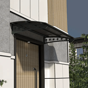 Pratik Metal Sundurma 250x150 Lotus Serisi Kapı Üstü Sundurma Koruma Gölgelik Siyah - Bronz 250x150 cm