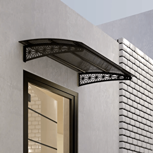 Pratik Metal Sundurma 250x150 Lotus Serisi Kapı Üstü Sundurma Koruma Gölgelik Siyah - Bronz 250x150 cm