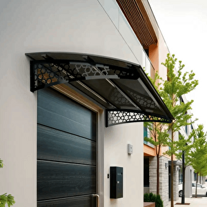 Pratik Metal Sundurma 200x150 Selçuklu Serisi Kapı Üstü Sundurma Koruma Gölgelik Antrasit - Bronz 200x150 cm