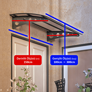 Pratik Metal Sundurma 200x150 Oval Serisi Kapı Üstü Sundurma Koruma Gölgelik Antrasit - Bronz