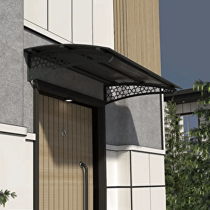 Pratik Metal Sundurma 210x150 Selçuklu Serisi Kapı Üstü Sundurma Koruma Gölgelik Siyah - Bronz 210x150 cm