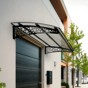 Pratik Metal Sundurma 170x150 Selçuklu Serisi Kapı Üstü Sundurma Koruma Gölgelik Siyah - Şeffaf 170x150 cm