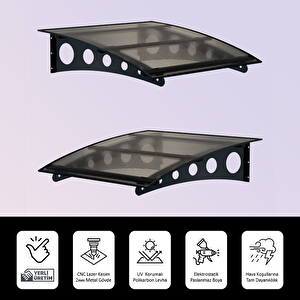 Pratik Metal Sundurma 290x150 Oval Serisi Kapı Üstü Sundurma Koruma Gölgelik Siyah - Bronz