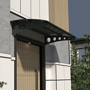 Pratik Metal Sundurma 270x150 Oval Serisi Kapı Üstü Sundurma Koruma Gölgelik Siyah - Bronz 270x150 cm