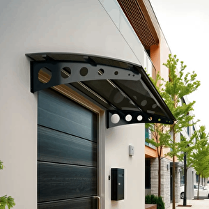 Pratik Metal Sundurma 270x150 Oval Serisi Kapı Üstü Sundurma Koruma Gölgelik Siyah - Bronz 270x150 cm