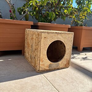 Kedi Evi Dış Ortam Uygun Ahşap Kedi Evi 34x27x24 Cm Sokak Hayvanları İçin