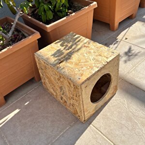 Kedi Evi Dış Ortam Uygun Ahşap Kedi Evi 34x27x24 Cm Sokak Hayvanları İçin