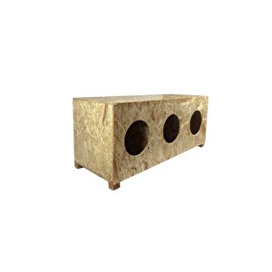Kedi Evi Dış Ortam Uygun 3 Bölmeli Ahşap Kedi Evi Osb 93x41x39 Cm ( Demonte Gönderilir)