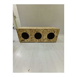 Reyo Kedi Evi Dış Ortam Uygun 3 Bölmeli Ahşap Kedi Evi Osb 93x41x39 Cm ( Demonte Gönderilir)