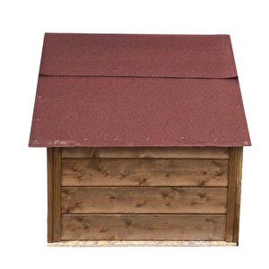 Pet Suya Soğuğa Dayanıklı Lüks Büyük Boy Ahşap Köpek Kulubesi Sokak Köpek Evi Kırmızı Çatılı 100x100x78 Cm Ceviz