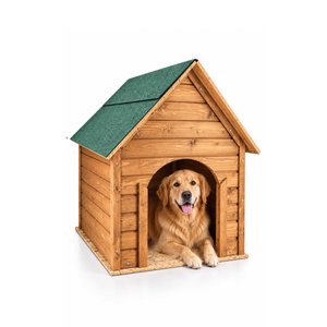 100x100x78 cm Büyük Boy Köpek Kulübesi, Lambiri Ahşap Şıngıl Çatılı Soğuk ve Rüzgara Dayanıklı Köpek Evi (Demonte)