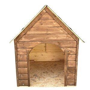 Pet Suya Soğuğa Dayanıklı Lüks Büyük Boy Ahşap Köpek Kulubesi Sokak Köpek Evi Yeşil Çatılı 100x100x78 Cm Ceviz