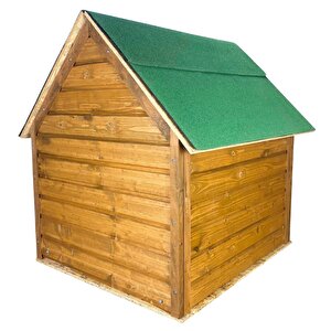Reyo Pet Suya Soğuğa Dayanıklı Lüks Büyük Boy Ahşap Köpek Kulubesi Sokak Köpek Evi Yeşil Çatılı 100x100x78 Cm Ceviz