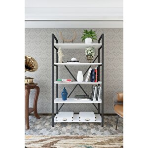 - Deniz Metal 5 Raflı Kitaplık-beyaz