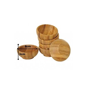 Mithra Life 6 Adet Bambu Mini Lokumluk Çerezlik Sosluk Reçellik Sunumluk Kase Mit1143