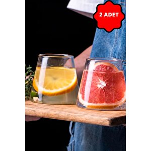 2 Adet Isı Dayanıklı 400 Ml Kahve, Meşrubat, Viski, Kokteyl, Sunum Bardağı Mit1145