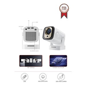 Hy260 Pro Mini Beyaz Taşınabilir Sinema Projektörü Ev Sineması Android Akıllı Projeksiyon